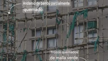 Incendio en Tai Po: los andamios de bambú y la malla verde, claves en la rápida propagación